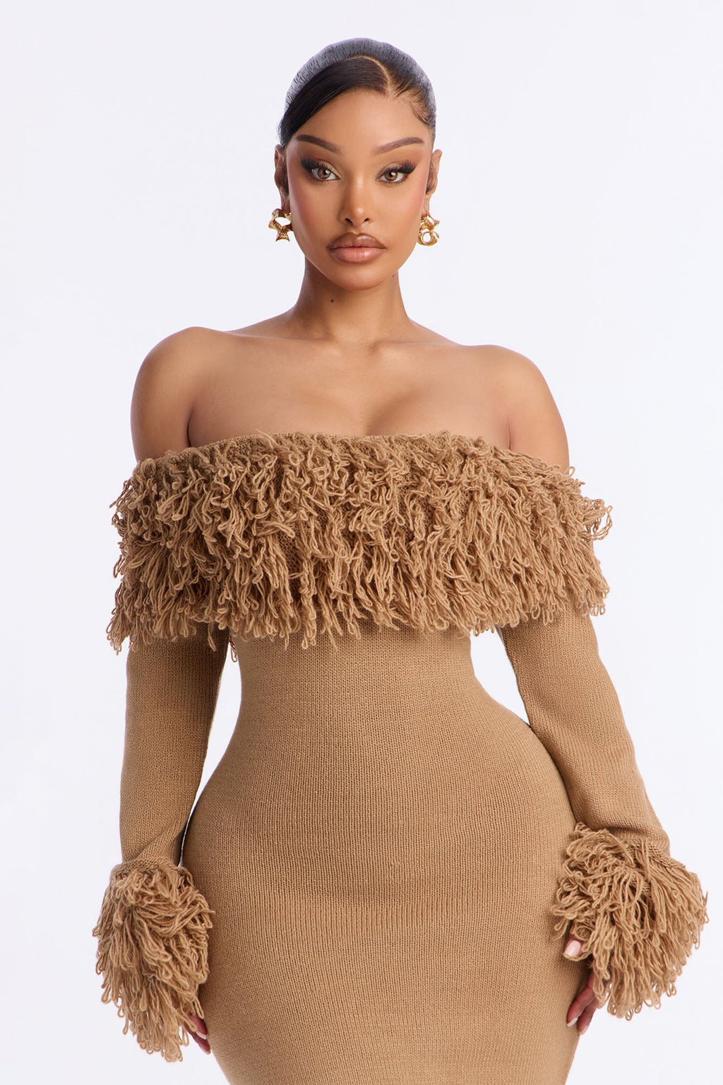 Fireside Shag Sweater Maxi Dress - Taupe