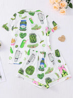 Women's Cucumber Print Short Sleeve Pajama Set