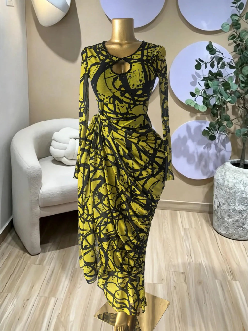 Elegant Women's Striped Pleated Long Sleeve Bodycon Maxi Prom Dress, Formal Wear, Fashion Birthday Party Outfit Evening Gown, Perfect for Special Occasions,Lady Casual Dress,Female Brunch Dresses,Graduation Dress, Print