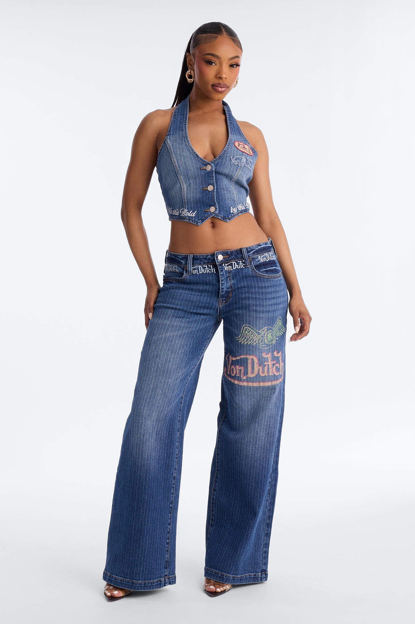 Von Dutch Striped Denim Vest