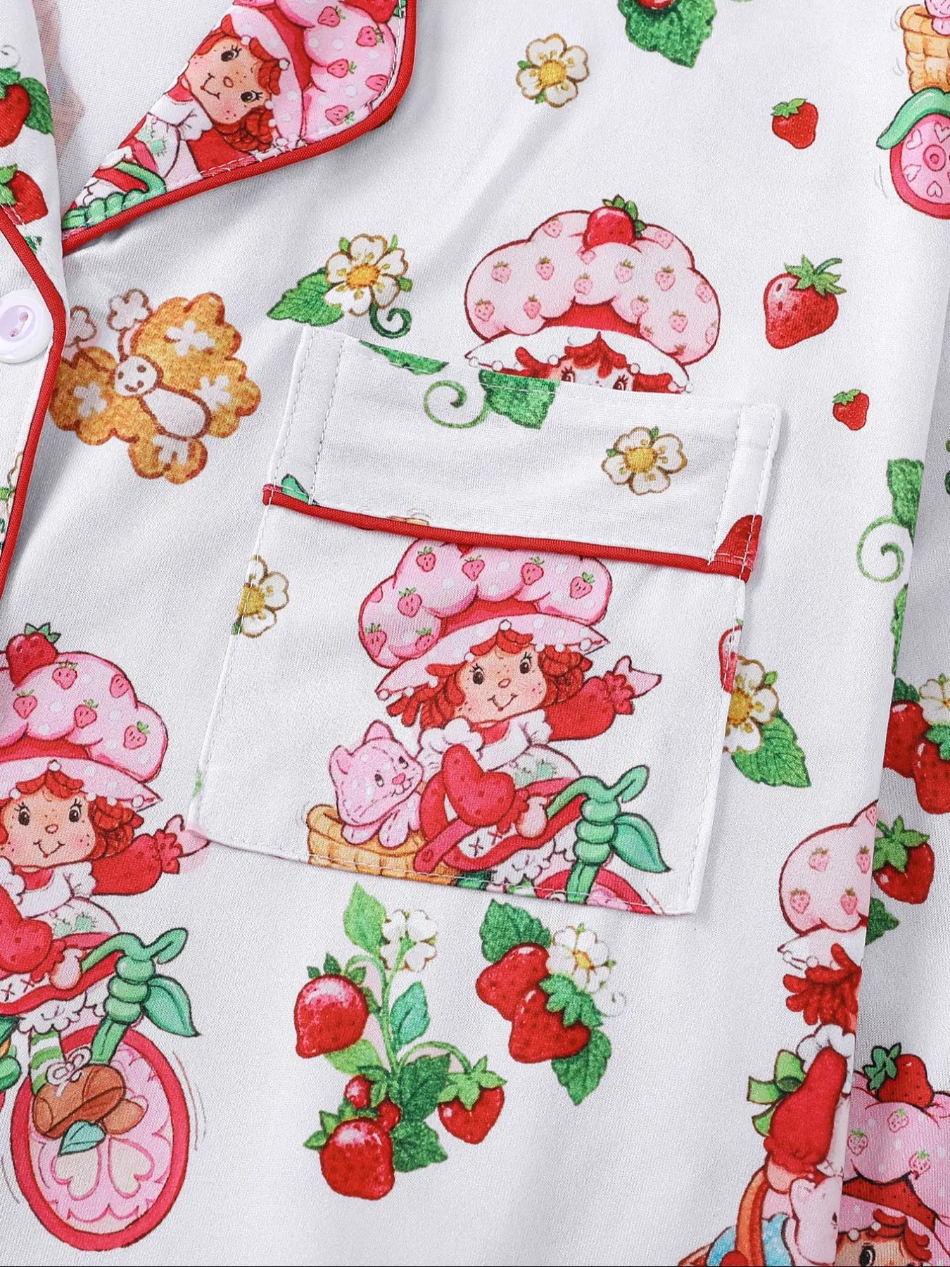 Women's Cute Strawberry Pattern Print Sleepwear Set