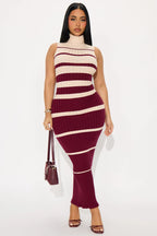 Ever Yours Ribbed Maxi Dress - Black/White