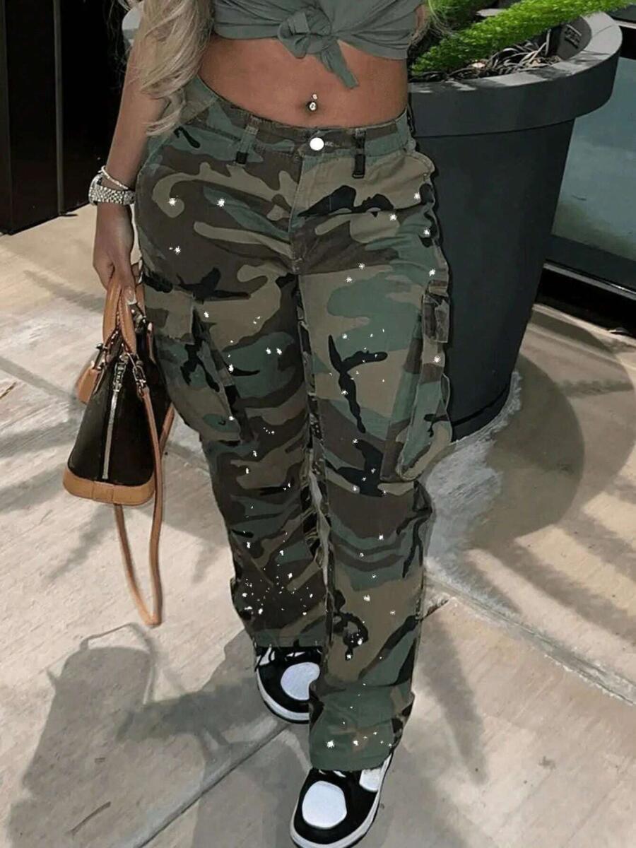 Women Camouflage Casual Young Fashion Denim Jeans