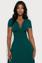 Charolette Short Sleeve Midi Dress - Black