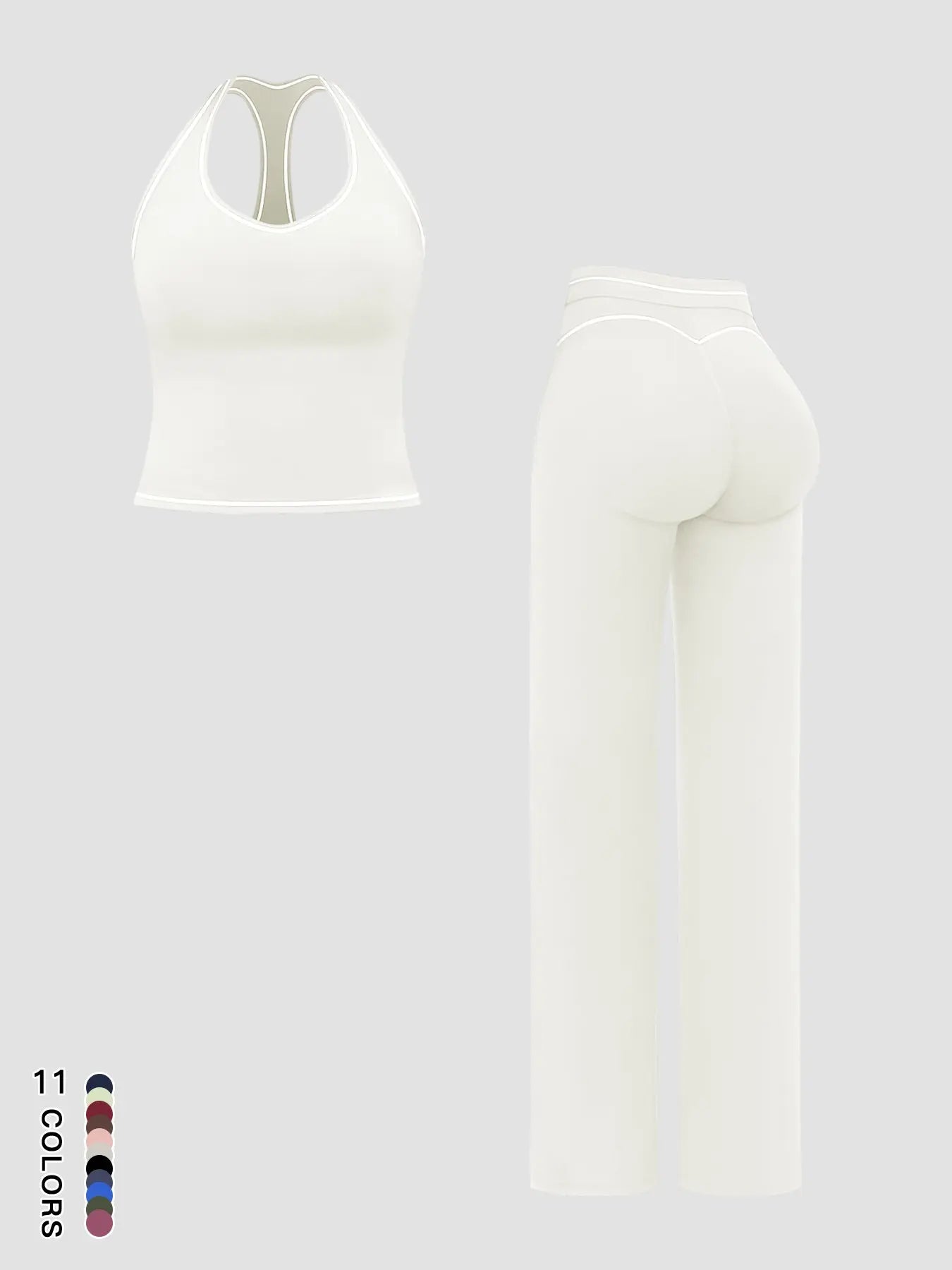 Sports Women's Quick-Dry Halter Tank Top Outdoor Yoga Tummy-Control Flared Pants Casual Active Wear for Spring and Fall