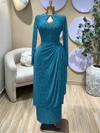 Elegant Women's V-Neck Pleated Long Sleeve Bodycon Maxi Prom Dress, Sexy Birthday Party Outfit Resort Fashion Gown, Elegant Evening Wear,Lady Casual Skirt,Female Brunch Dresses,Graduation Dresses