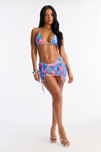Kairi 3 Piece Bikini & Ruched Skirt Set - Blue/combo