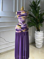 Women's Printed Ruched Stacked Bodycon Fitted A-Line Long Evening Dress, Fall Winter Holiday Party Gown, Elegant Chic Formal Party Wear, Prom Evening Gown, Bodycon Sleeveless Dress