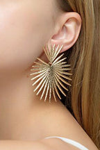 Metallic Sheen Textured Fan Shaped Fashionable Dangle Earrings