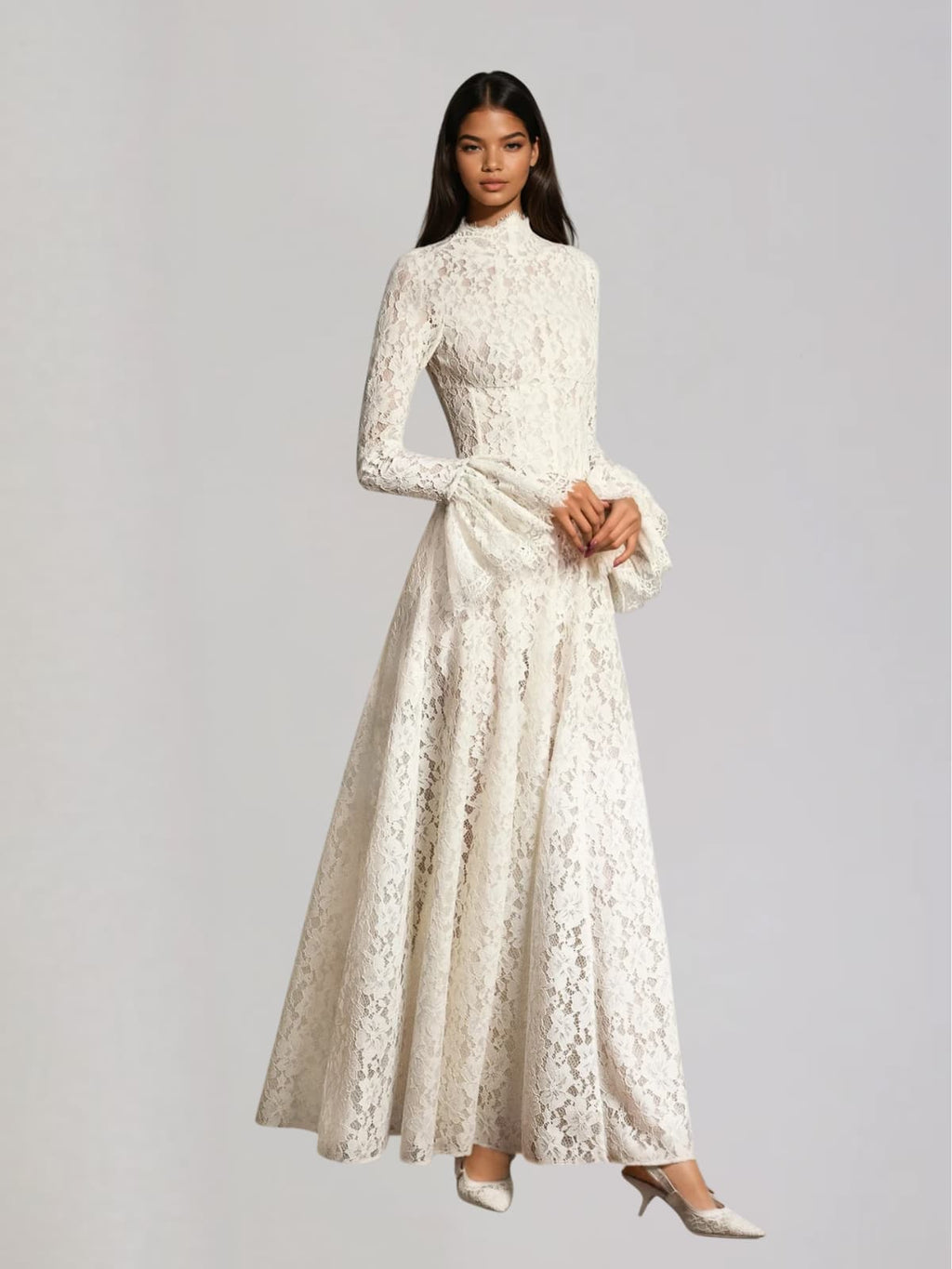 Ferith Bell Sleeve Lace Maxi Dress