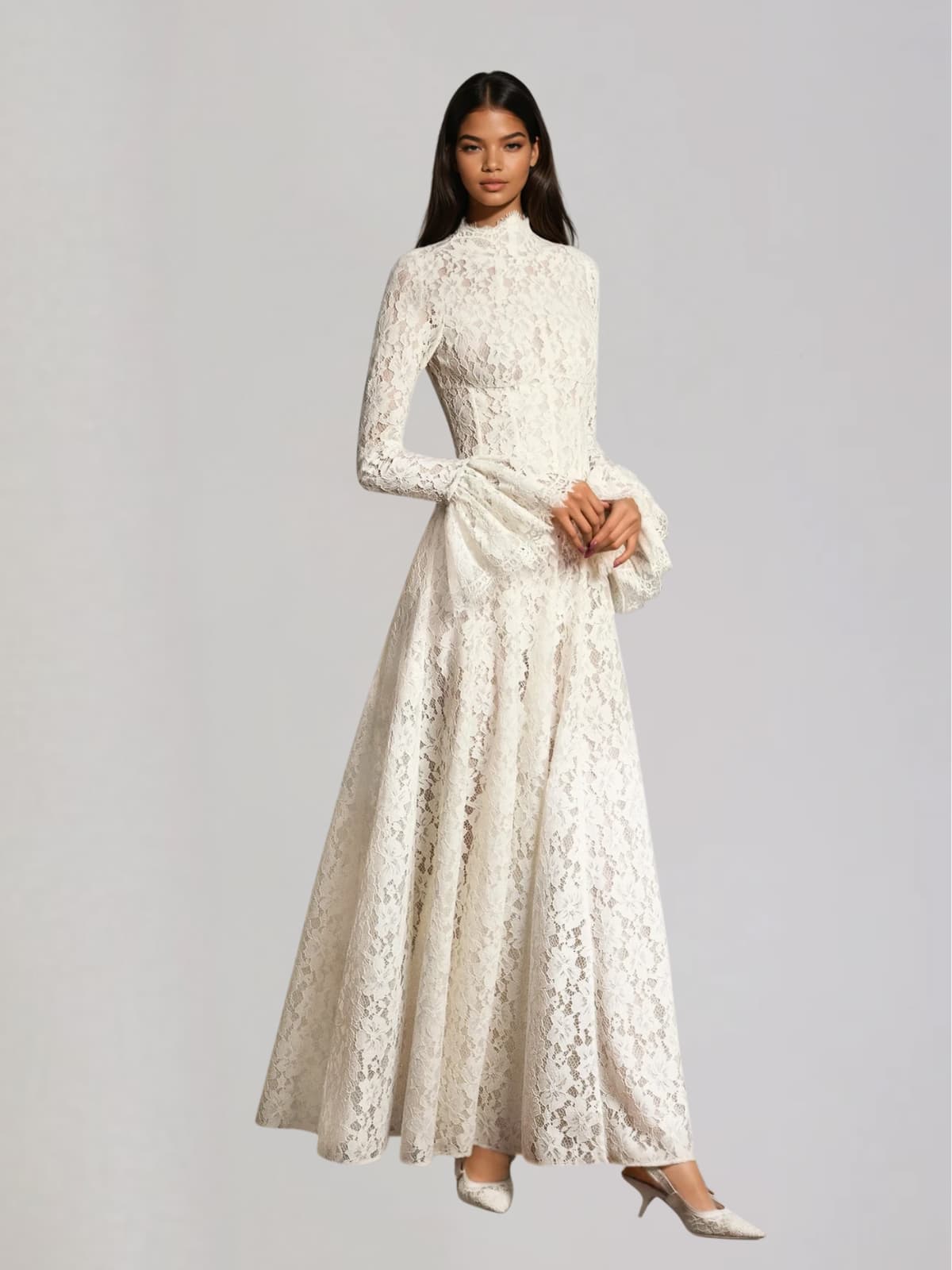 Ferith Bell Sleeve Lace Maxi Dress