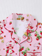 Women's Strawberry Cartoon Print Sleepwear Loungewear Set