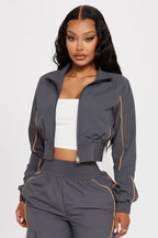 Steal The Moment Windbreaker Pant Set - Charcoal/combo
