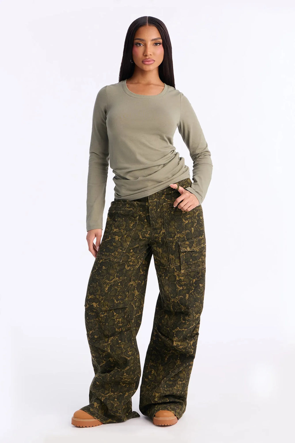 Sabrina Long Sleeve Tee - Camel