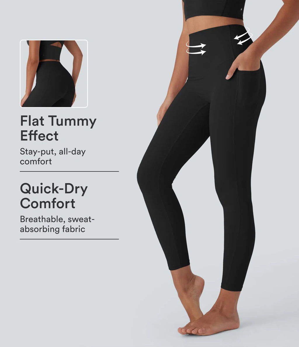 UltraSculptTM Cool Quick Dry High Waisted Tummy Control Shaping Yoga Leggings with Pockets-UPF50+