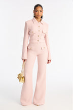 Mary Jane Wide Leg Tweed Pants - Pink