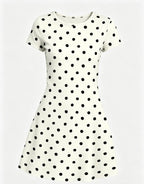 Women's Short Sleeve Summer Dress with Leopard Pattern, Digital Print Midi Dress, Polka Dot Print, Boho Style, Bohemian, Casual Wear, Crewneck, Womenswear