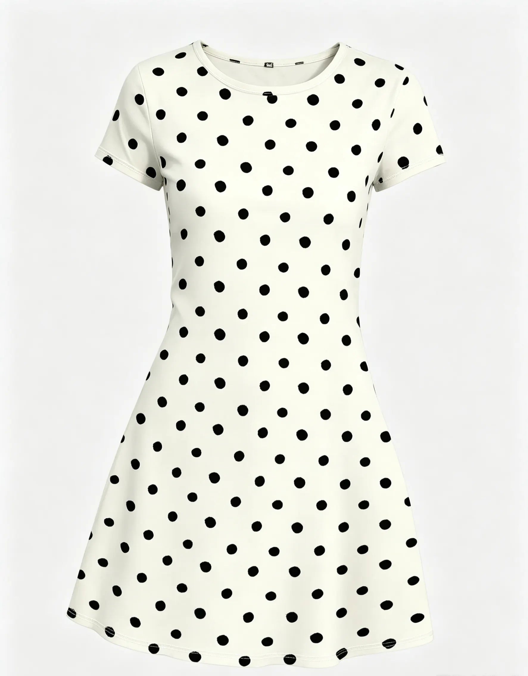 Women's Short Sleeve Summer Dress with Leopard Pattern, Digital Print Midi Dress, Polka Dot Print, Boho Style, Bohemian, Casual Wear, Crewneck, Womenswear
