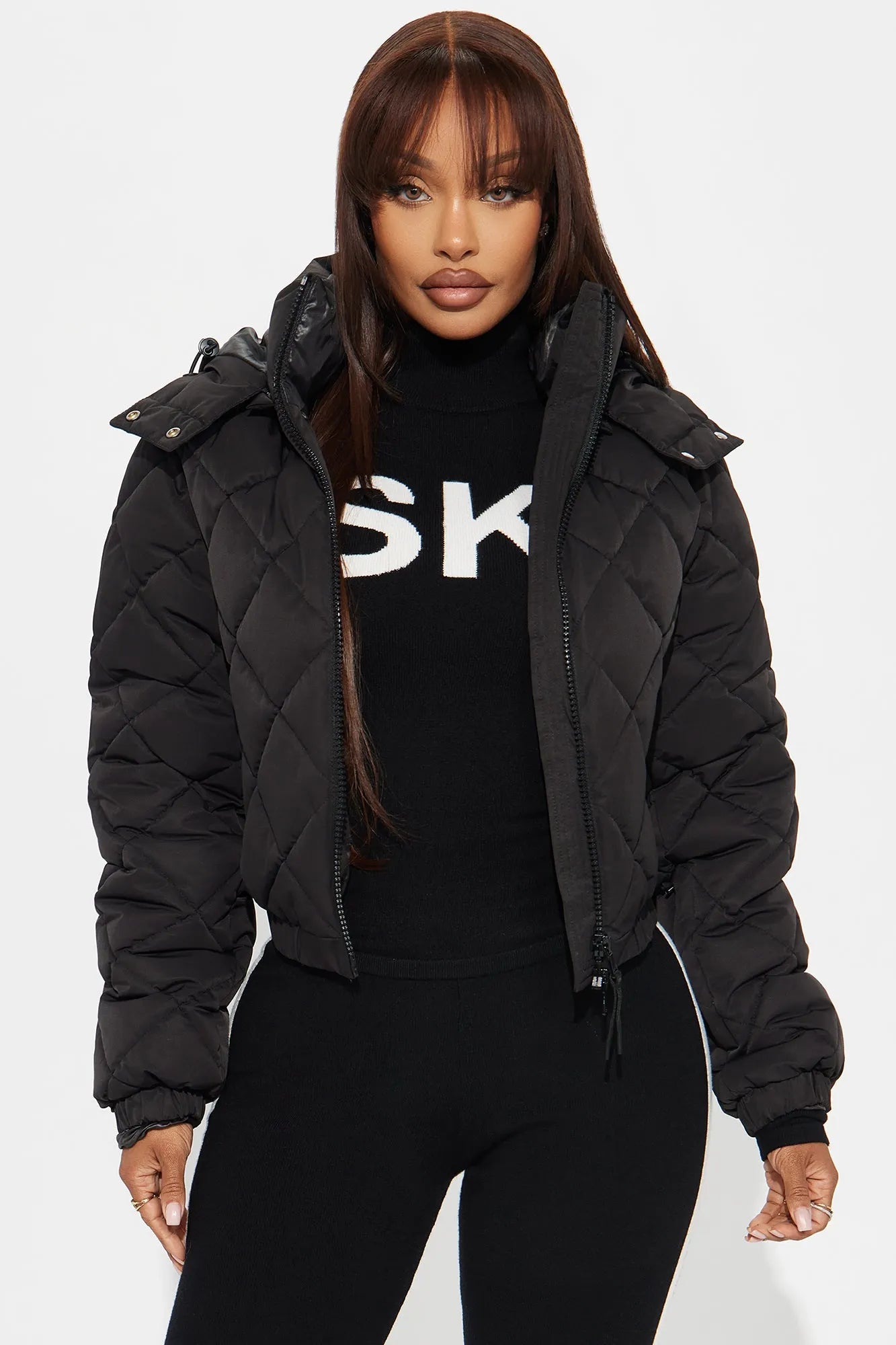 Snow Days Quilted Puffer Jacket - Black