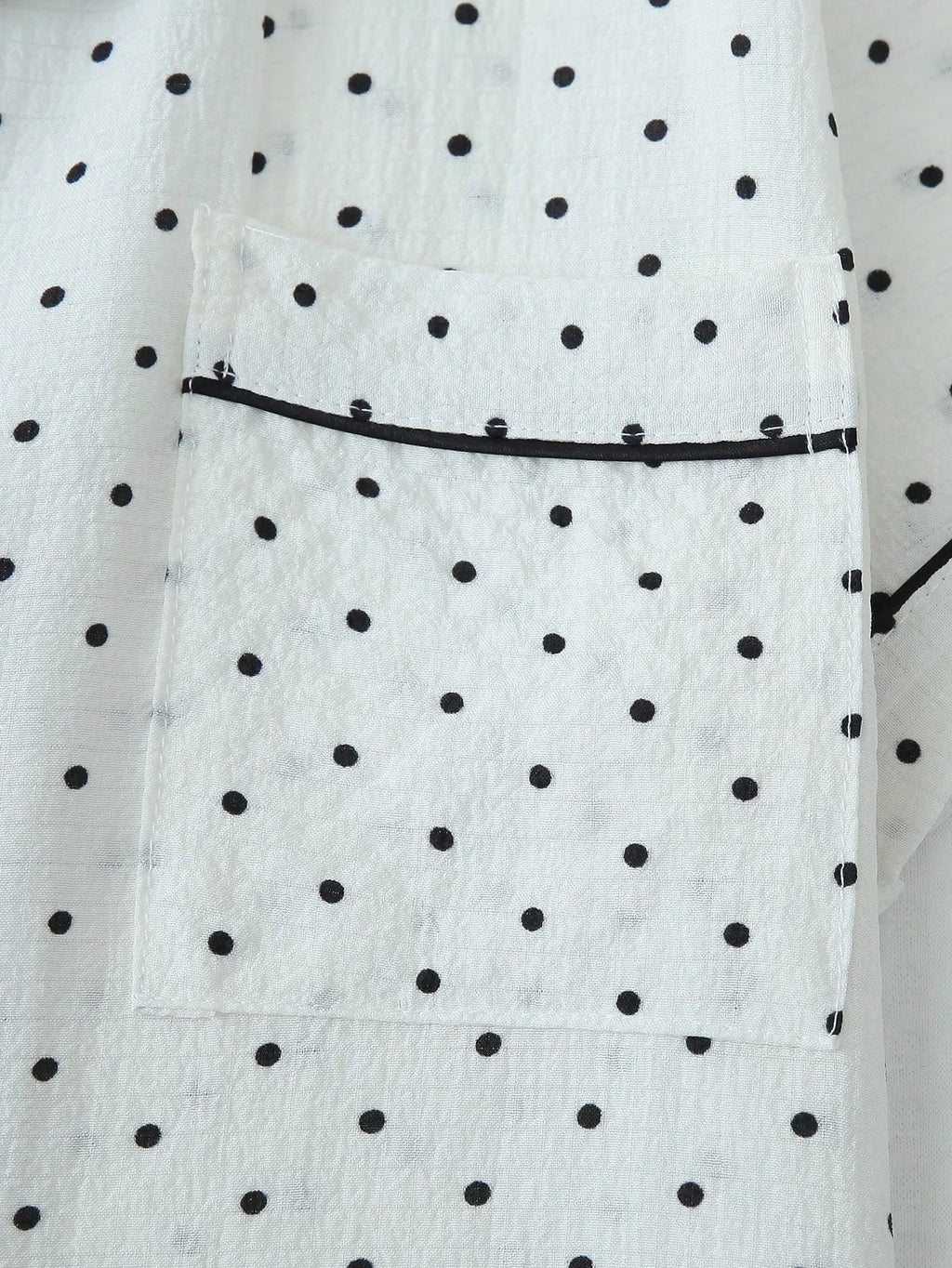 2pcs/Set Women's Mini Polka Dot Printed Pajama Set With Contrast Trim Button-Down Shirt And Bowknot Shorts, Perfect For Home Wear In Summer White Set,Two Pieces Set