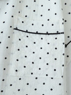 2pcs/Set Women's Mini Polka Dot Printed Pajama Set With Contrast Trim Button-Down Shirt And Bowknot Shorts, Perfect For Home Wear In Summer White Set,Two Pieces Set