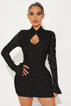 Roxanna Lace Mini Dress - Black