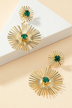 Rhinestone Decor Metal Sunflower Dangle Earrings