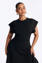 Emerie A Line Midi Dress - Black