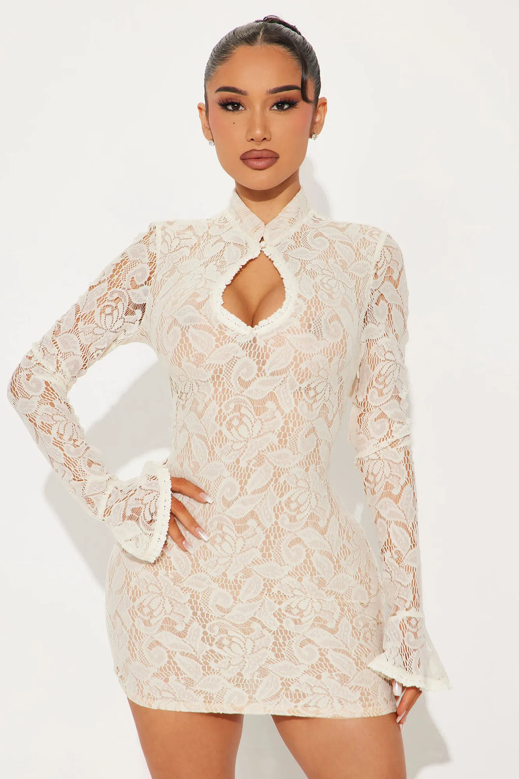 Roxanna Lace Mini Dress - Black