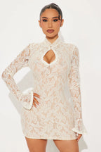 Roxanna Lace Mini Dress - Black
