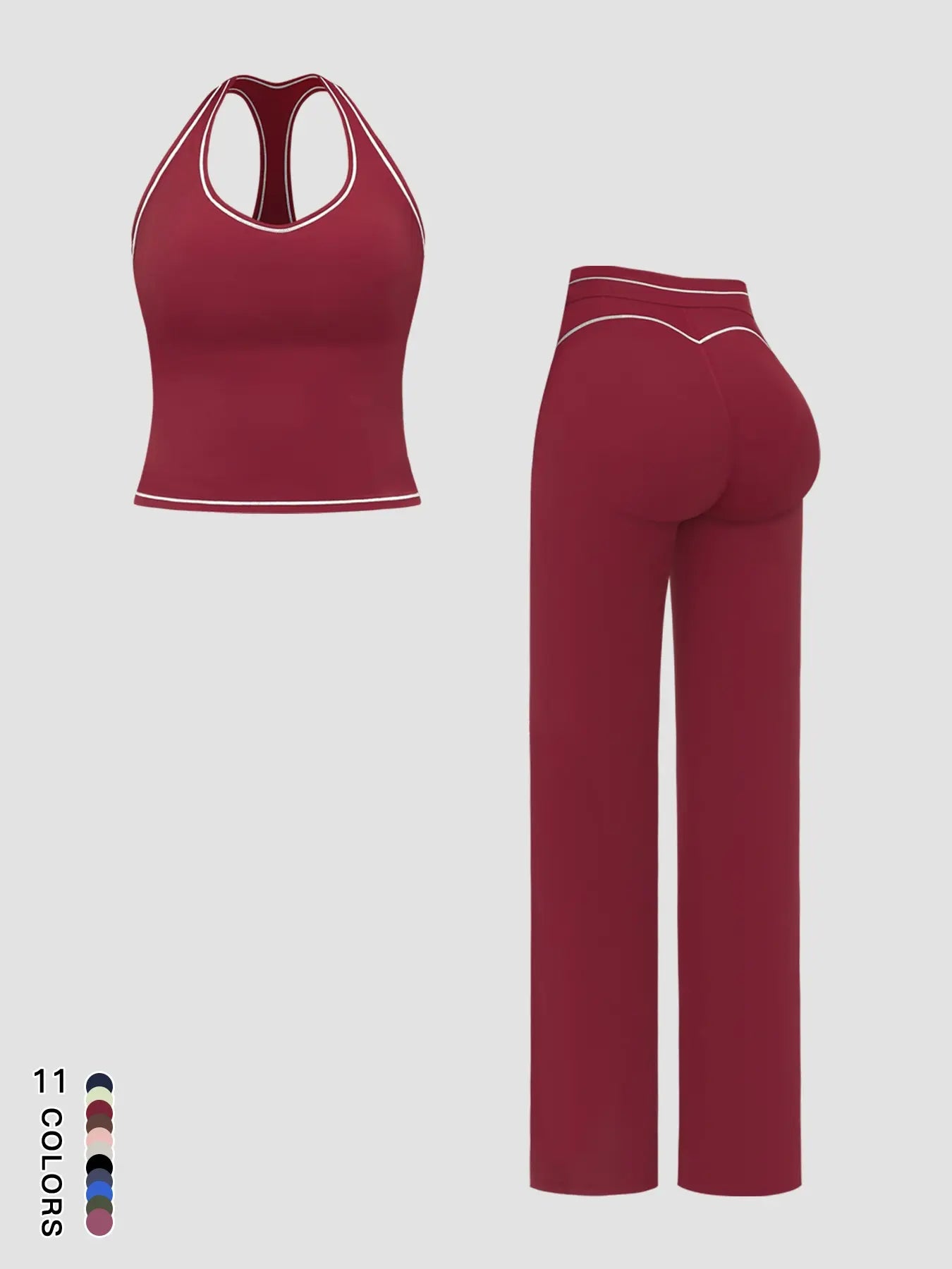 Sports Women's Quick-Dry Halter Tank Top Outdoor Yoga Tummy-Control Flared Pants Casual Active Wear for Spring and Fall