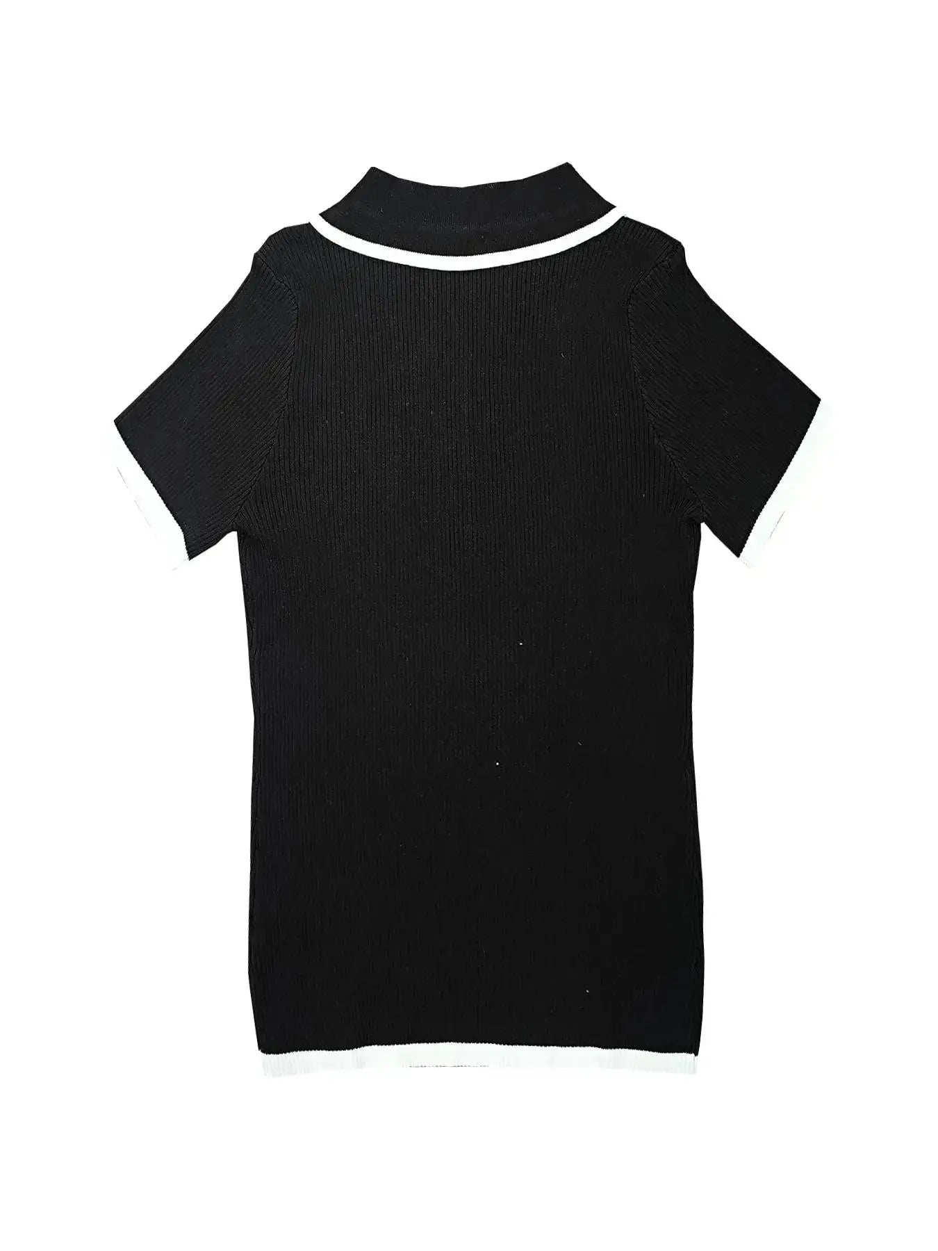 Women's Contrast Binding Polo Neck Knit Top, Casual Fit Button-Front Short-Sleeve Knitting Top for Summer, Fashion Knit Polo Shirt for Women's Daily Wear, Collared Polo Shirts, Summer Tops
