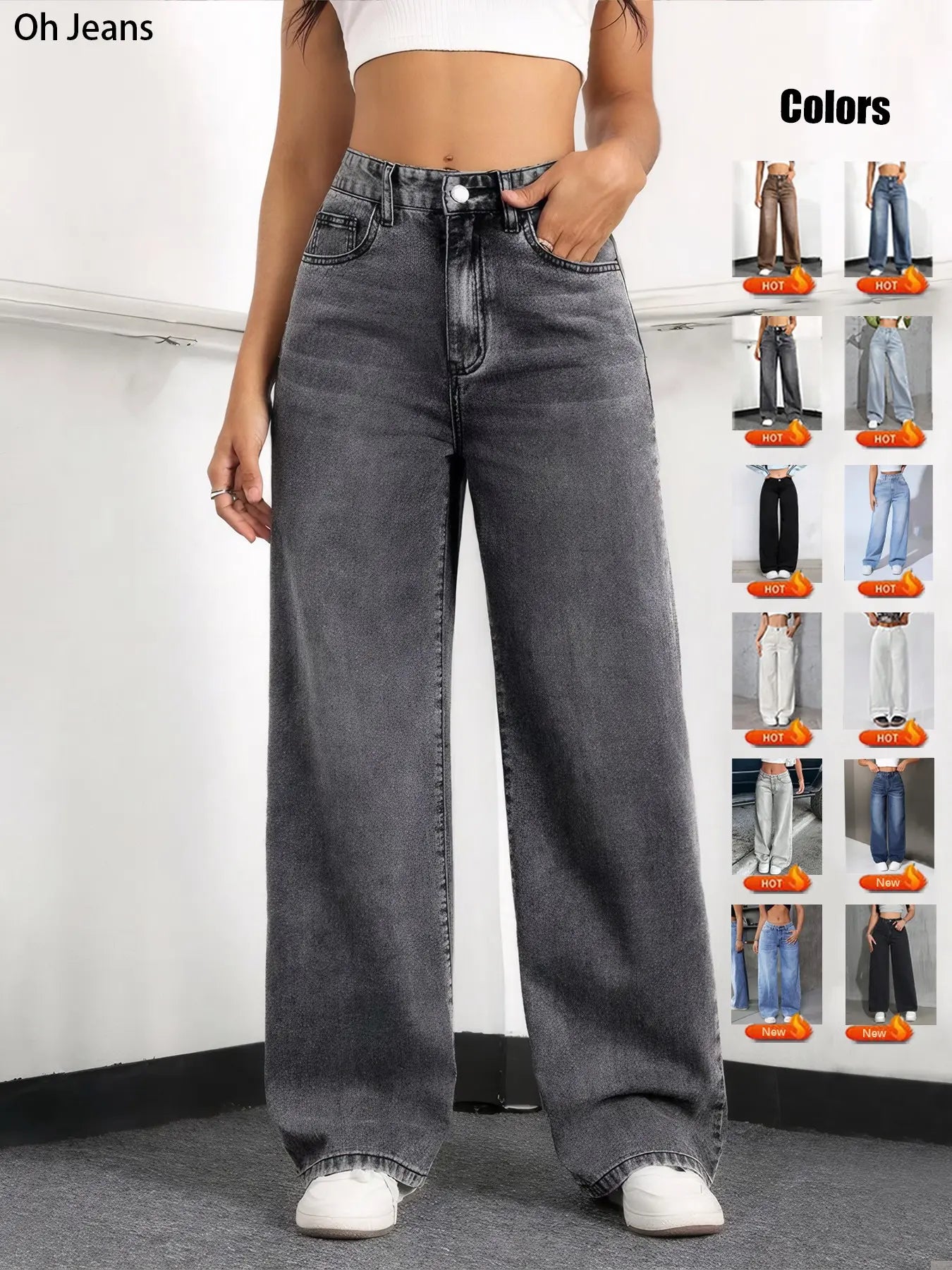 Women's Elastic Waist Denim Jeans with Pockets and Buttons, Casual Basic Fashion Comfortable Trousers for All Seasons, Perfect for Any Occasionstacked pants