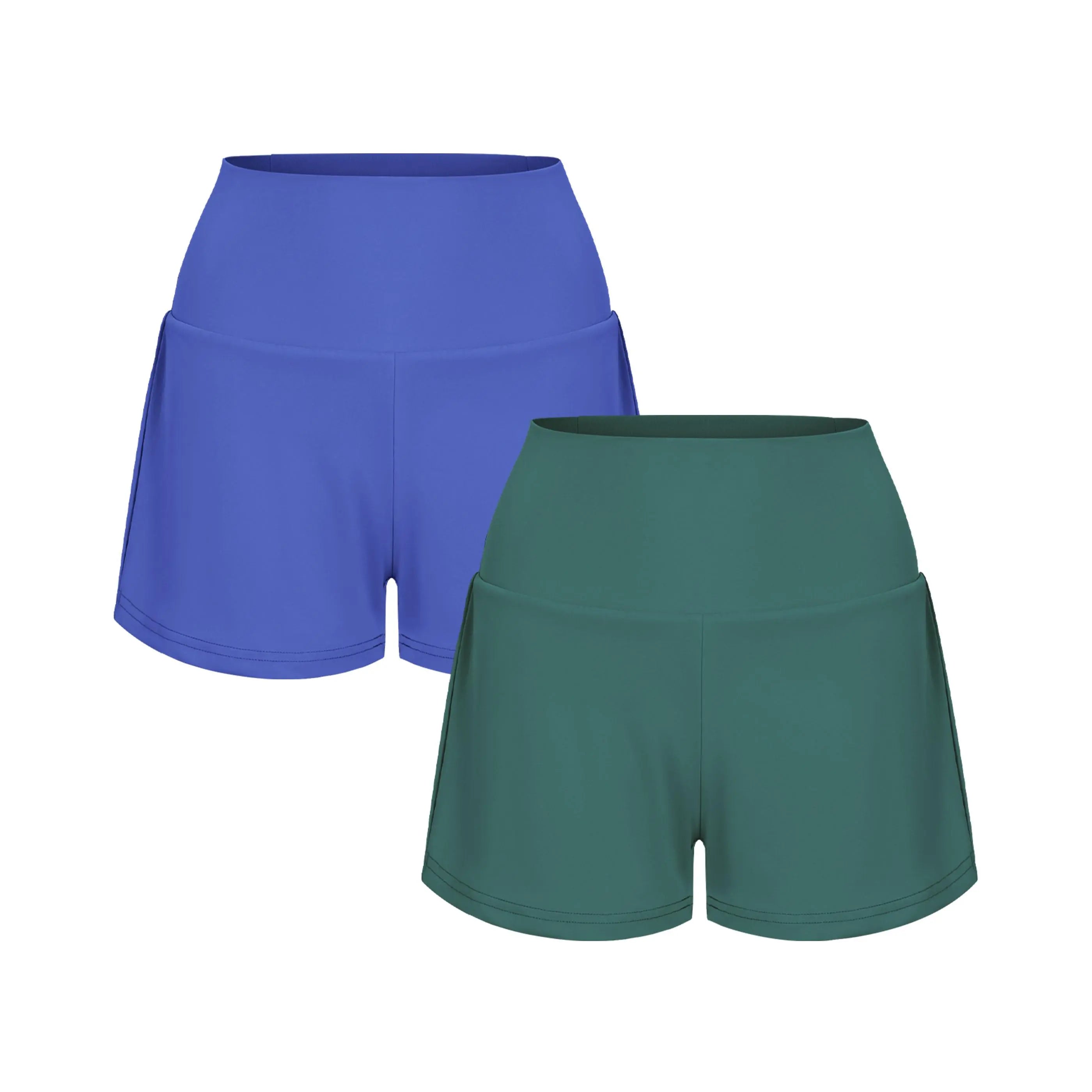 2-Piece Super High Waisted Back Pocket & Side Hidden Pocket 2-in-1 Yoga Shorts 3" Set