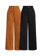 Women's Plain Pocket Button Front Wide Leg Pants, Casual High Waist Trousers for Daily Wear, Ladies Bottoms for All Seasons