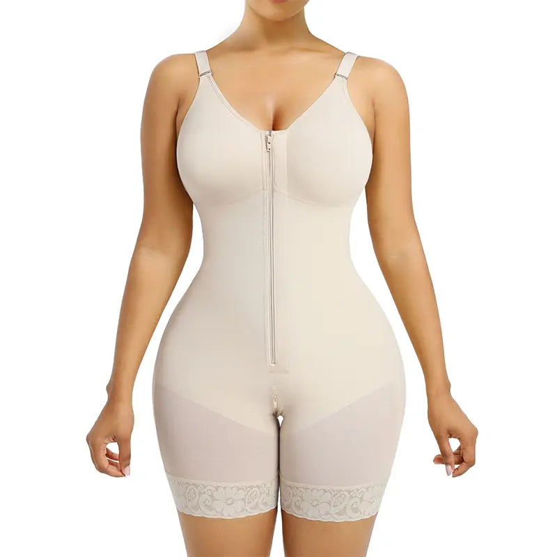 Women’s Fajas Colombianas shapewear  Tummy Control Butt Lifter Shaper with Zipper Crotch detachable shoulder strap Basic