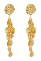 Fashion Textured Leaf Disc Tassels Dangle Earrings