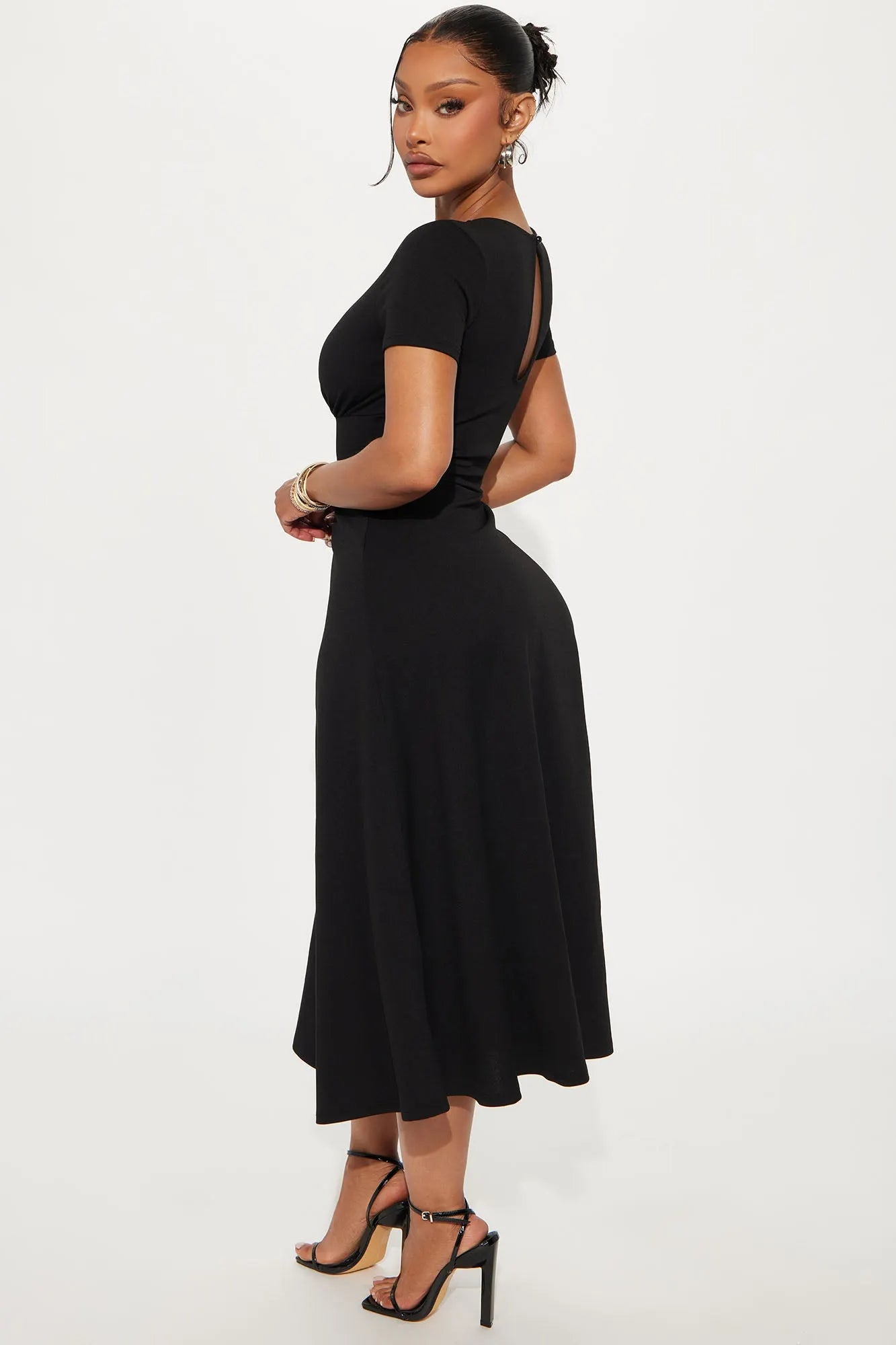 Charolette Short Sleeve Midi Dress - Black