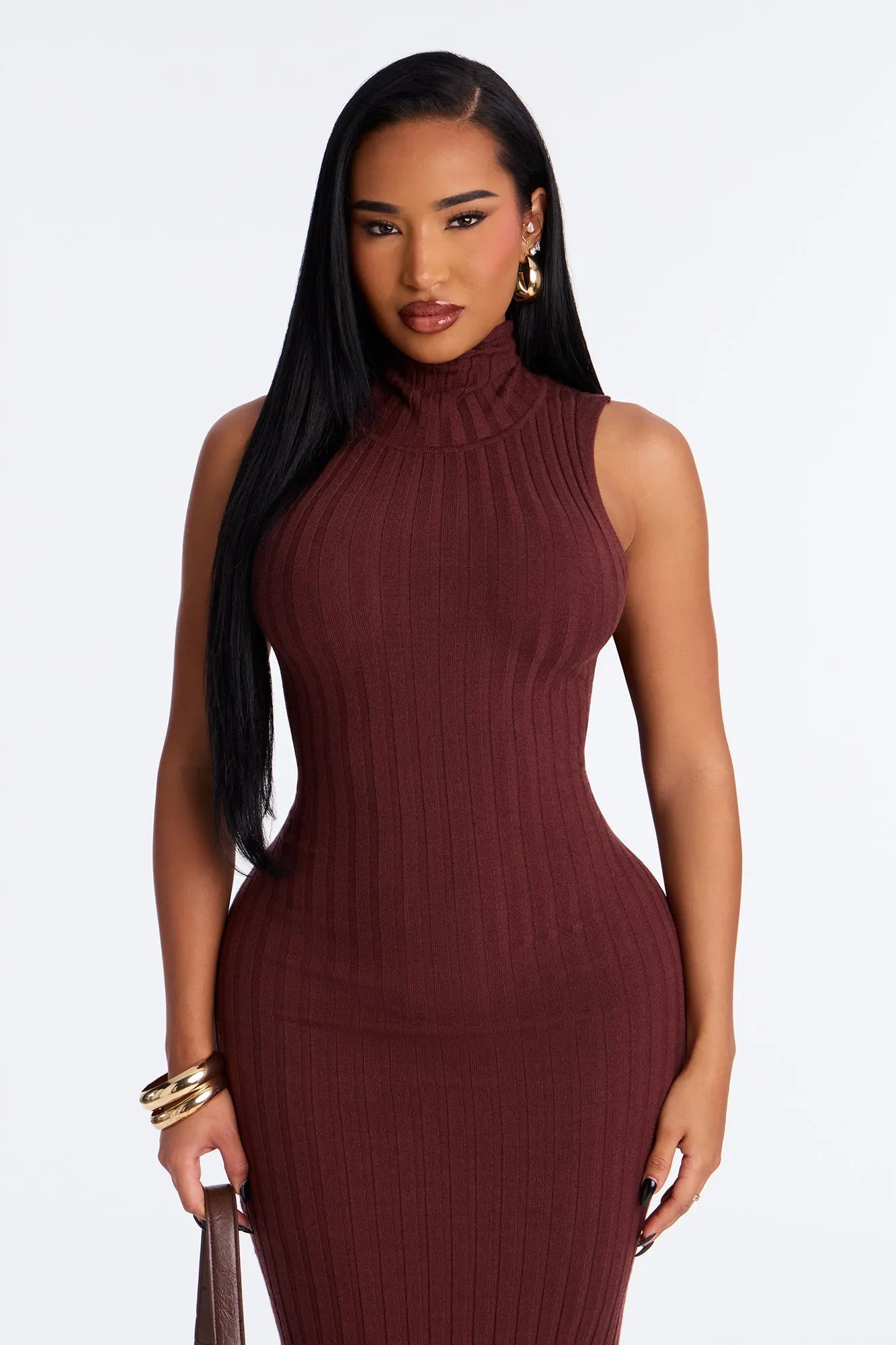 Warm Promises Ribbed Maxi Dress - Black