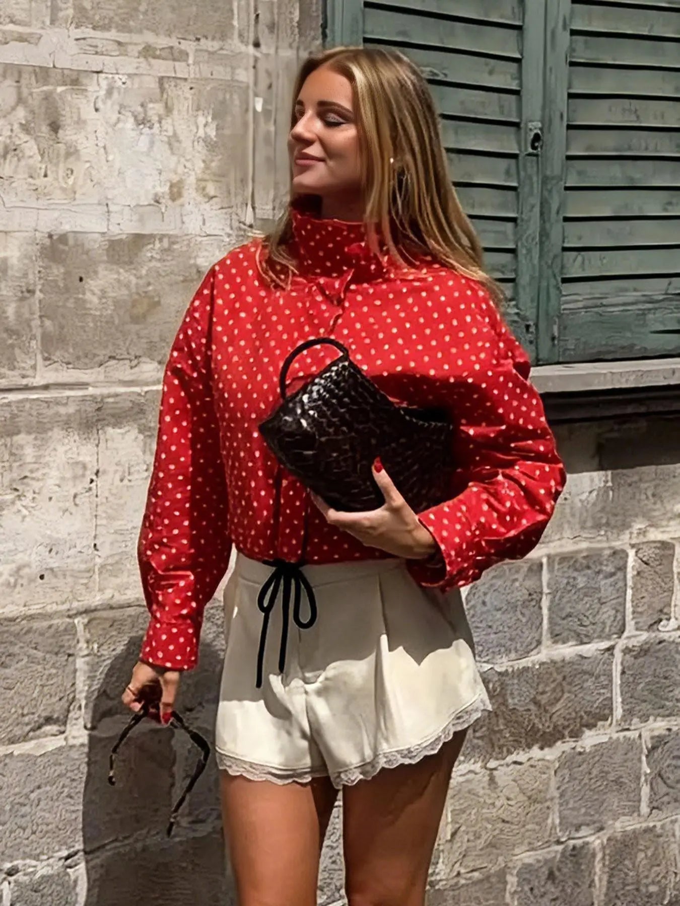 Women's Polka Dot Blazer Jacket Street Style Spot Summer Yellow Brown Pink Design Fashionable Long Sleeve Top for Casual & Vacation Wear Fashion Fit Jacket