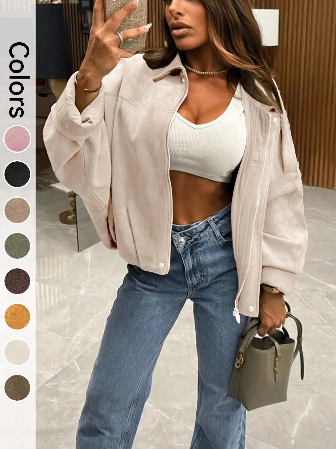 Women's Ultra-Loose Flight Jacket, Casual Zipper Comfortable Fall Daily Wear