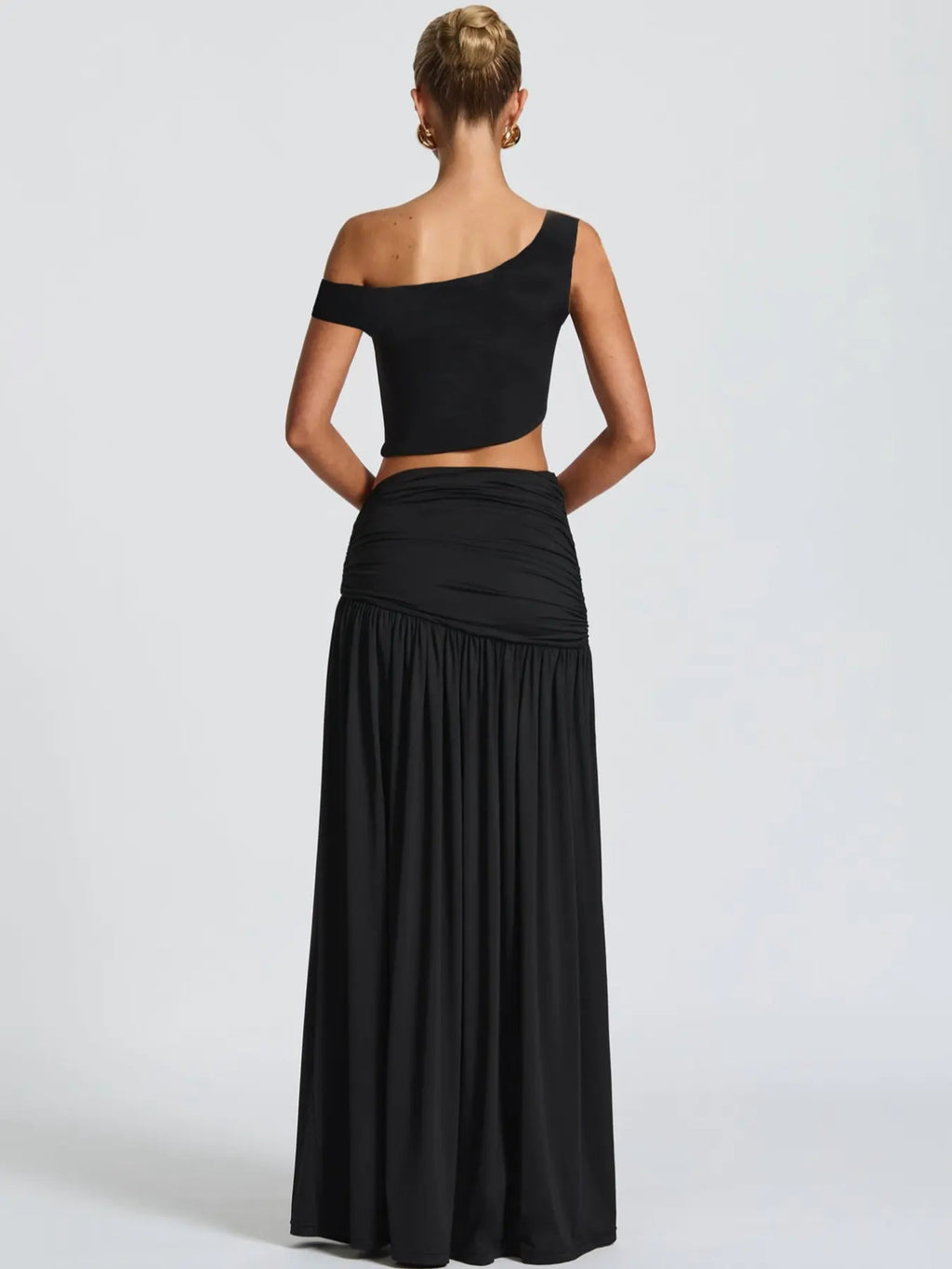 Women's One Shoulder Bodycon Skirt Set - Asymmetrical Hem