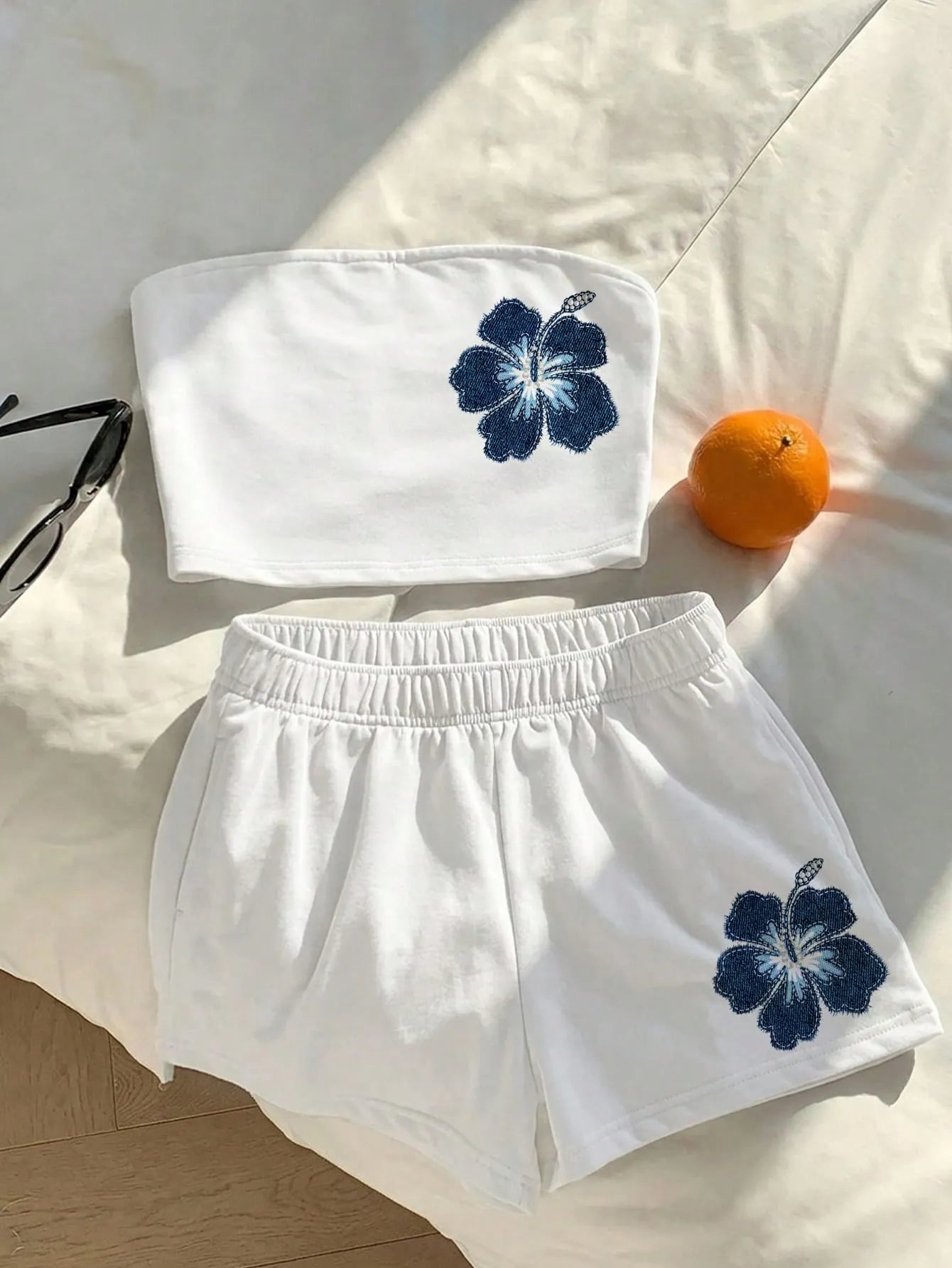 Comfortcana Women Summer Outfit,Pink And White Striped Tube Top & Shorts 2-Piece Set,Cute Casual Minimalist Everyday Versatile Resort Beach Outfit For Ladies