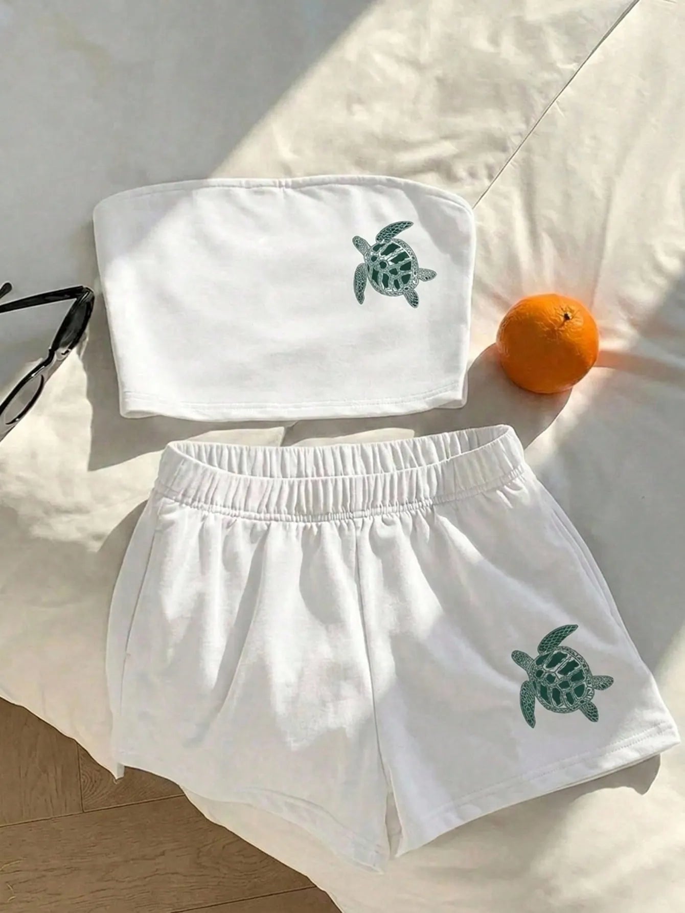 Comfortcana Women Summer Outfit,Pink And White Striped Tube Top & Shorts 2-Piece Set,Cute Casual Minimalist Everyday Versatile Resort Beach Outfit For Ladies
