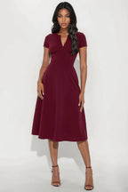 Charolette Short Sleeve Midi Dress - Black