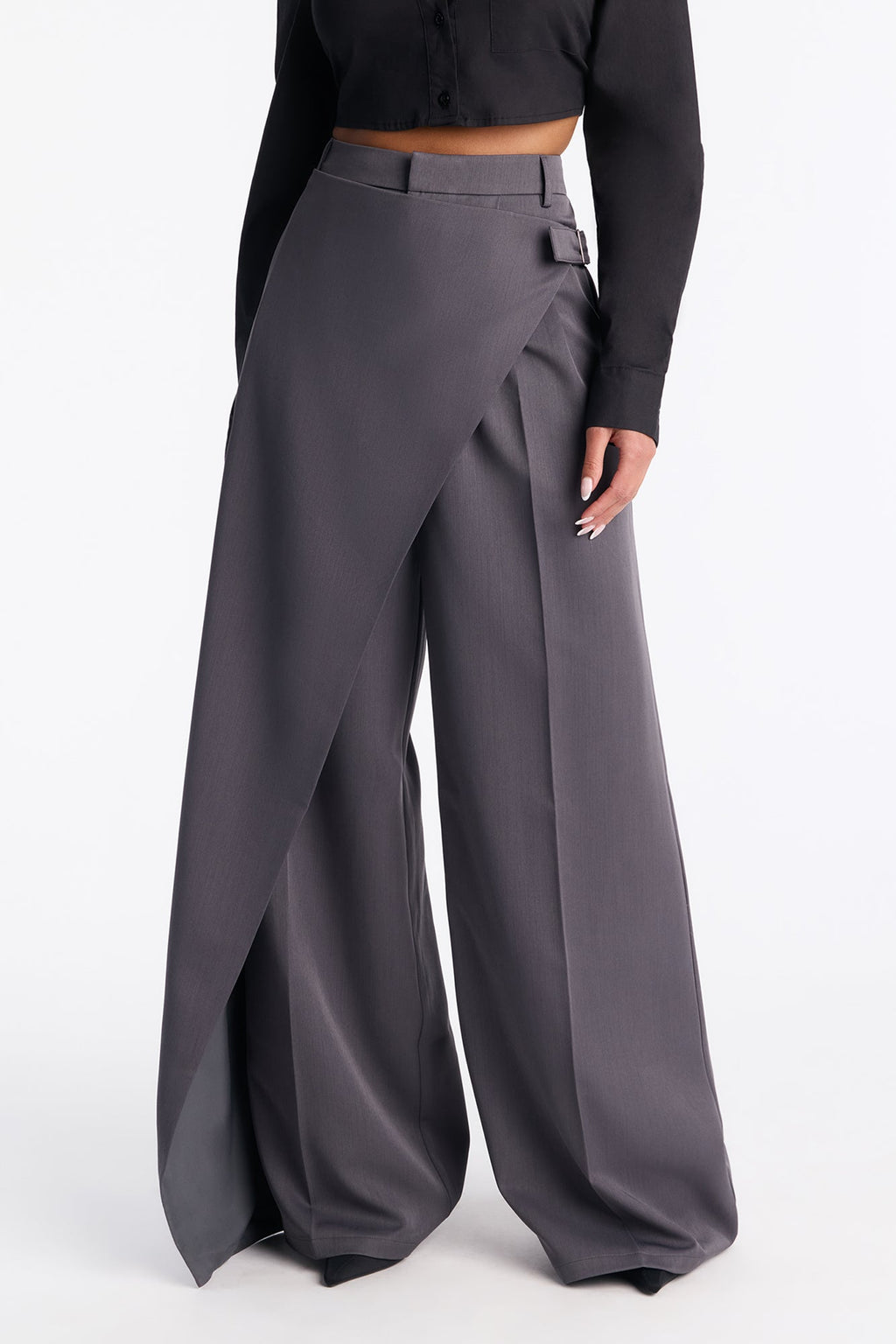 Tailored Touch Wrap Front Trouser 33′′ - Charcoal
