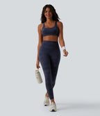 UltraSculptTM Camo Print High Waisted Tummy Control Running Leggings with Pockets