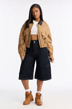 Night Shift Non Stretch Denim Jort - Dark Denim