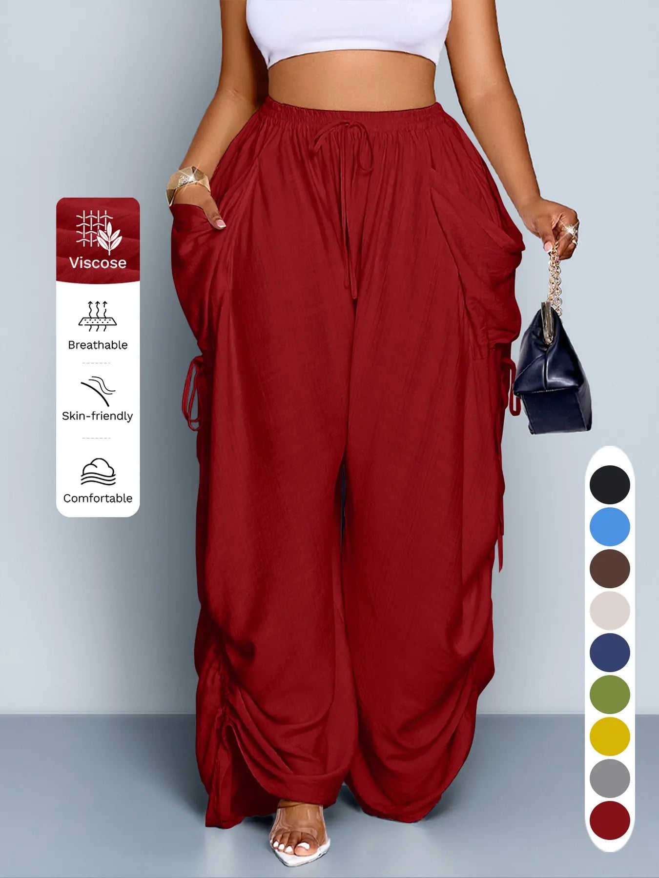 Women's Casual Loose-Fit Wide Leg Pants - All-Season Comfort