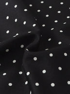 2pcs/Set Women's Mini Polka Dot Printed Pajama Set With Contrast Trim Button-Down Shirt And Bowknot Shorts, Perfect For Home Wear In Summer White Set,Two Pieces Set